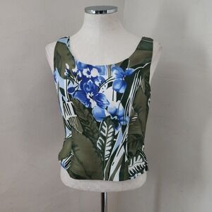 Kasper Petite Sleeveless Scoop Neck Floral Tropical Print Top Women's 4P